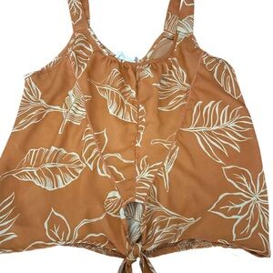 Brown Leaf Print Tank Top